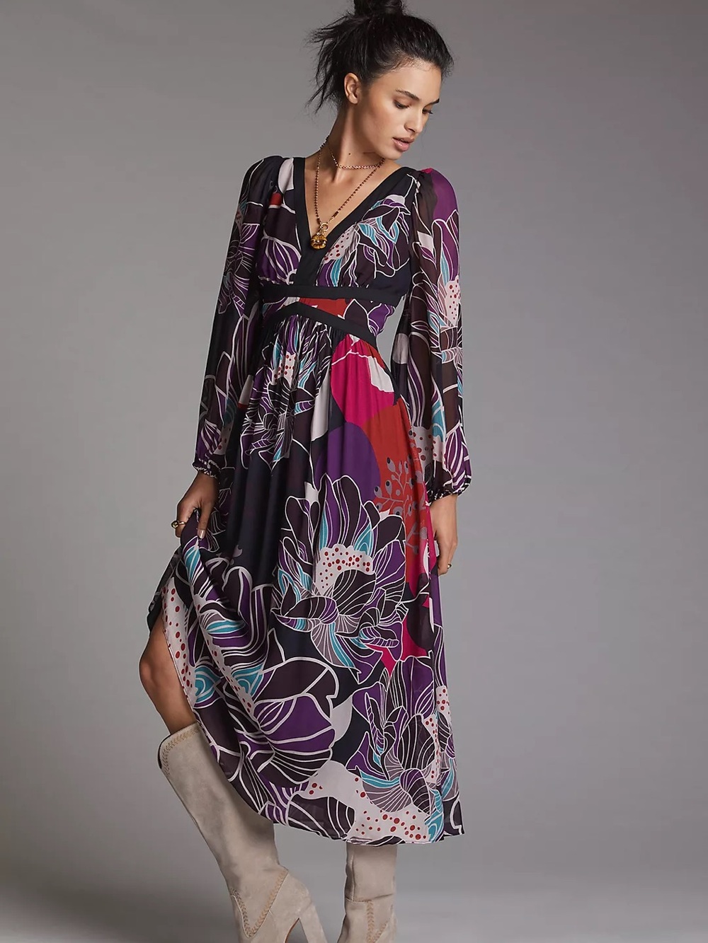 Let Me Be Floral Midi Dress from Anthropologie